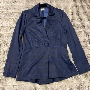 Cabi Blue Window Pane Blazer - size 6